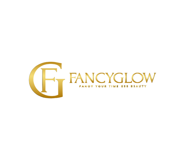 Fancyglow logo in gold on a white background